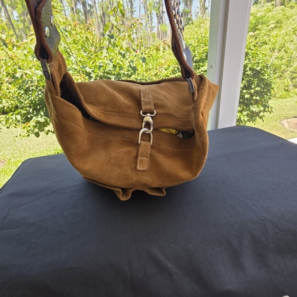 Y2K Boho Chic Vintage Tylie Malibu Suede Hobo Bag w/ Crystal Strap - Picture 5 of 8